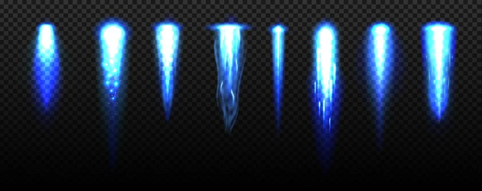 Rocket launch blue fire flame trails with speed Illustrazione stock