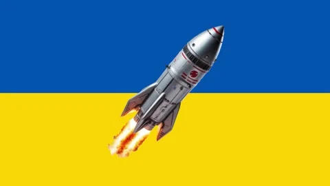 Rocket Launch in Bright Blue and Yellow Sky. Stock Footage 340331672