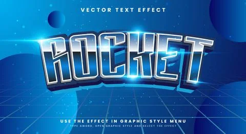 Rocket Launch bright color editable text effect Illustrazione stock