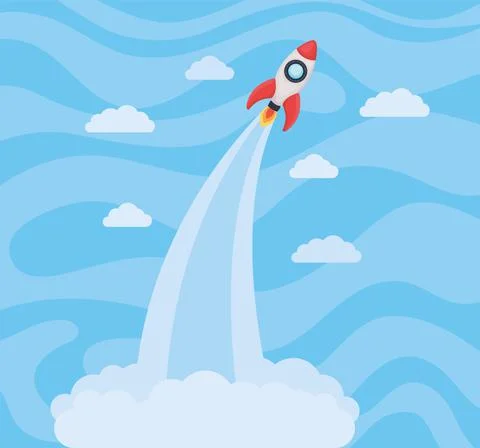 Rocket launch card Stock Illustration