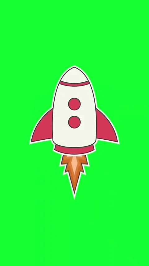 Rocket Launch Cartoon Green Screen Animation Video stock 346567119