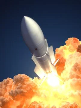 Rocket launch In The Clouds Of Fire Illustrazione stock
