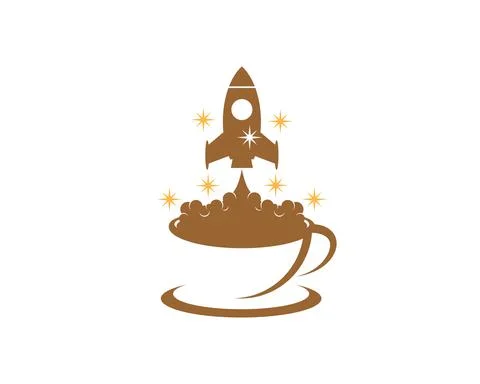 Rocket launch on the coffee cup Stock Illustration