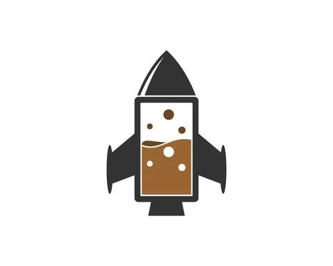 Rocket launch with coffee liquid in the middle Stock Illustration