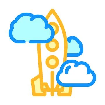 Rocket launch color icon vector illustration イラスト素材