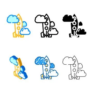 Rocket launch color icon vector variety Stock Illustration