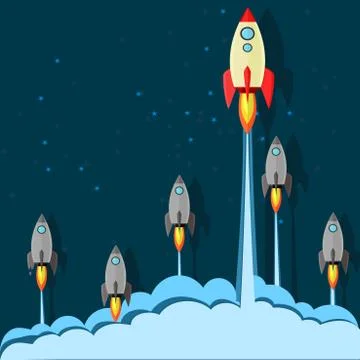 Rocket launch The concept of being a leader in starting a business. vector Stock Illustration