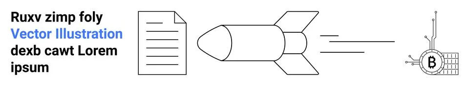 Rocket Launch Concept with Document and Satellite Vector, Ideal for Tech an.. Stockillustratie