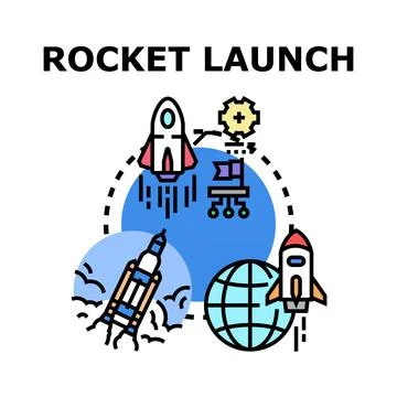 Rocket launch concept for space exploration mission Stock Illustration