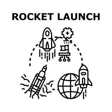 Rocket launch concept for space exploration mission Stock Illustration