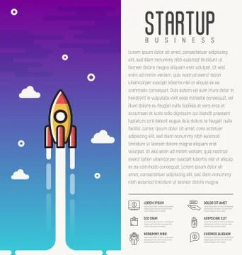 Rocket launch. Concept of start up business. Vector illustration Stock Illustration