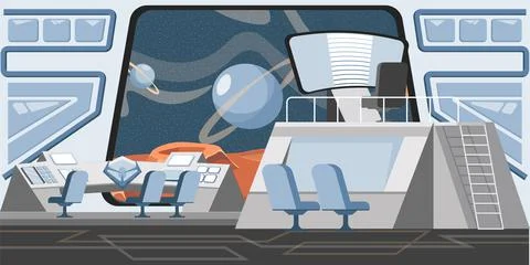 Rocket launch control center Stock Illustration