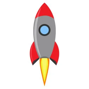 Rocket launch creative space vector. Flight idea symbol red spaceship. Futuri Stock Illustration