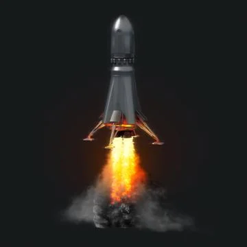 Rocket launch on dark background Stock Illustration