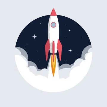 Rocket launch design. Business startup concept, vector illustration. Stock Illustration