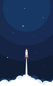Rocket launch design. Business startup concept, vector illustration. 库存插图