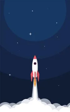 Rocket launch design. Business startup concept, vector illustration. Stock Illustration
