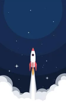 Rocket launch design. Business startup concept, vector illustration. Stock Illustration