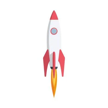 Rocket launch design. Flat spaceship vector illustration Stock Illustration