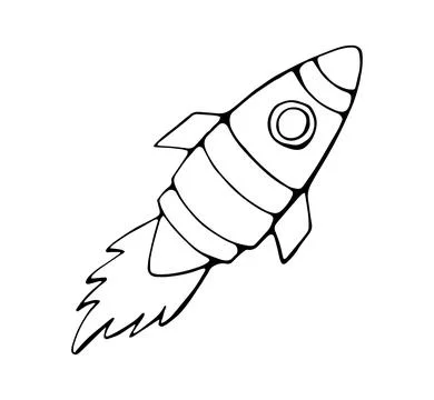 Rocket launch doodle icon startup growth success business concept hand draw.. Stock Illustration