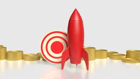 Rocket Launch Financial Growth Target Success Concept 3d render.. イラスト素材