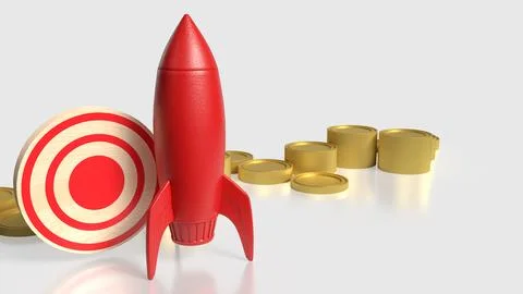 Rocket Launch Financial Growth Target Success Concept 3d render.. イラスト素材