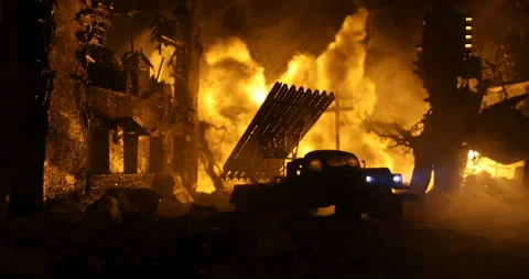 Rocket launch with fire clouds Video stock 153451044