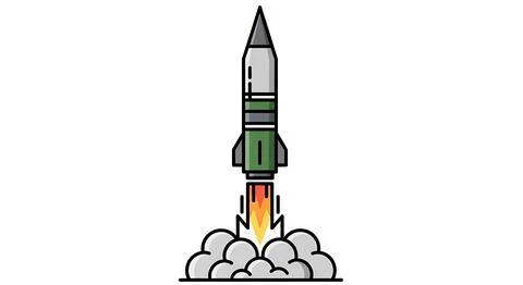 Rocket launch in flat design isolated on white background, space rocket tak.. Stock Illustration