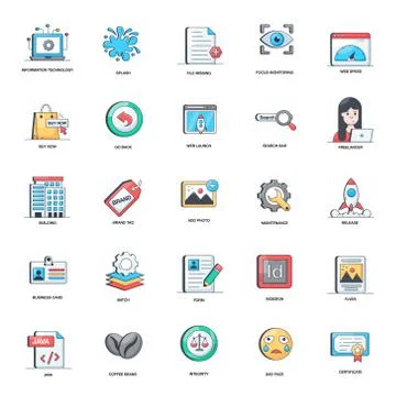 Rocket Launch Flat Icons Pack Stock-Illustration