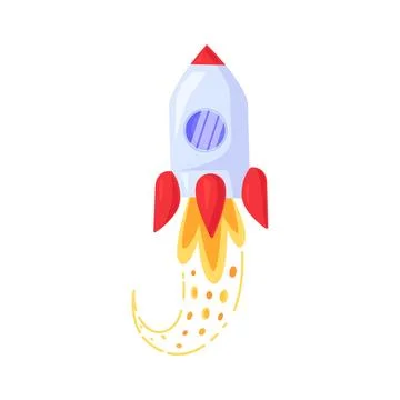 Rocket launch flat illustration representing startup innovation Stock Illustration