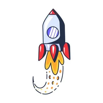 Rocket launch flat illustration representing startup innovation 스톡 일러스트