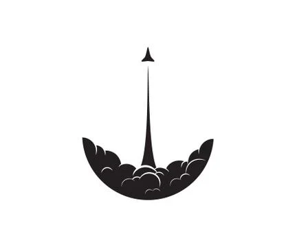 Rocket Launch Flat smoke - Isolated Vector Illustration Stock Illustration