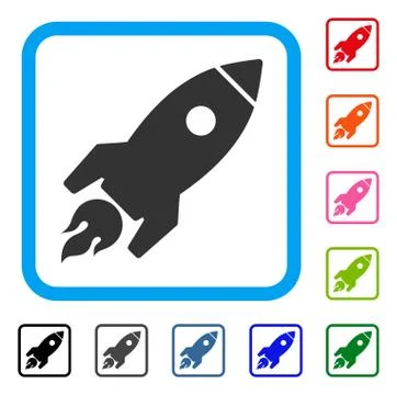 Rocket Launch Framed Icon Stock Illustration