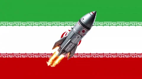 Rocket Launch in Front of Flag of Iran. Stock Footage 340331833