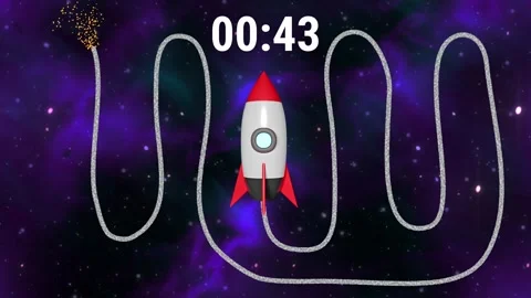 Rocket launch with fuse - Countdown 50 seconds with timer 50 to 0 Stock Footage 342386534