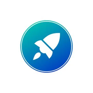 Rocket Launch future startup icon in circle. Vector illustration style is fla Illustrazione stock