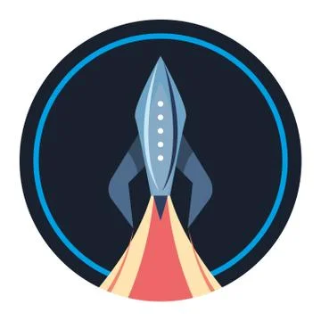 Rocket launch galaxy Stock Illustration