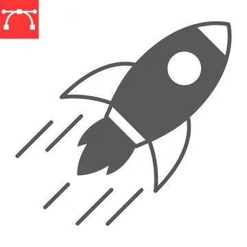 Rocket launch glyph icon Stock Illustration