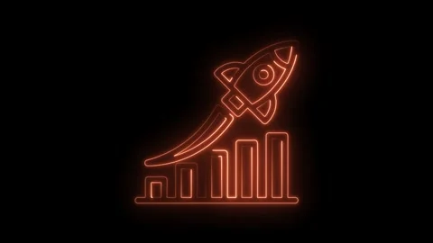 Rocket launch on graph line neon style for business and financial success 3.. Stock Footage 312307713