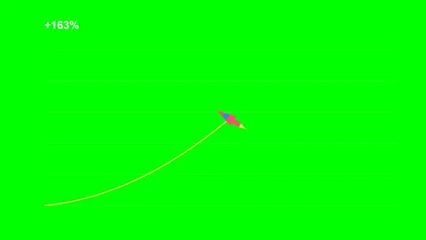 Rocket Launch Growth Trajectory With Arrow Trail on Green Screen Stock Footage 340825015