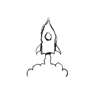 Rocket launch hand-drawn startup growth icon Stock Illustration