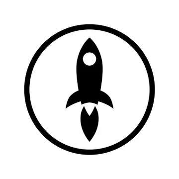 Rocket launch icon in circle. Rocket filled symbol Stock Illustration