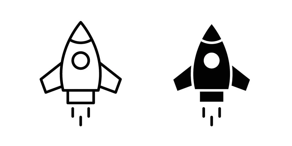 Rocket launch icon concept logo design collection Stock Illustration