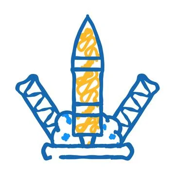 Rocket launch icon doodle illustration Stock Illustration