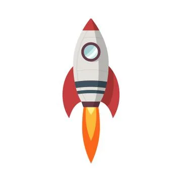 Rocket launch icon, flat design Stock Illustration