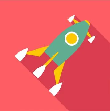 Rocket launch icon, flat style Stock Illustration