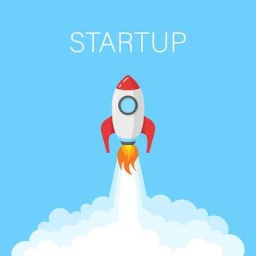 Rocket launch icon in flat style. Space ship vector illustration on isolate.. Stock Illustration