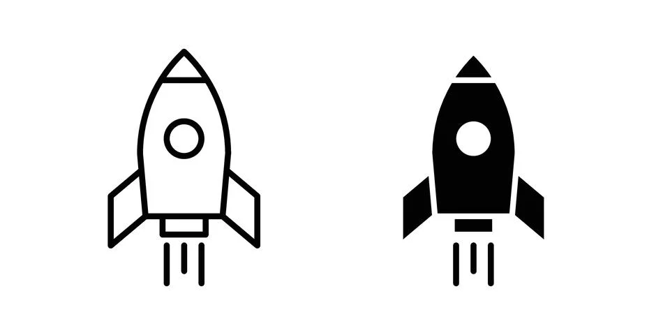 Rocket launch icon Illustration set. Vector Eps10 for apps Stock Illustration