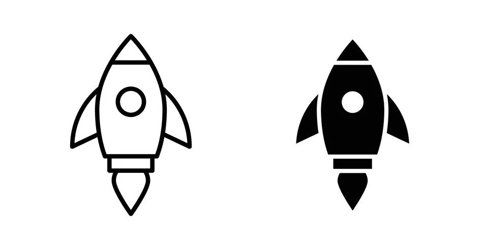 Rocket launch icon illustration vector, icon set for apps Stock Illustration