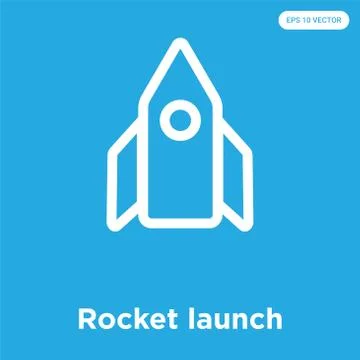 Rocket launch icon isolated on blue background Free Stock Illustration
